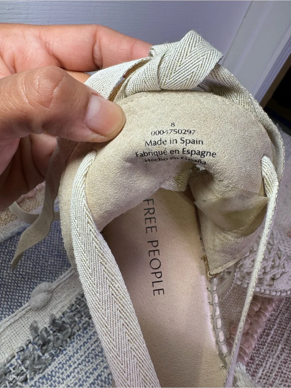 Free People Vida Ivory Woven Lurex Lace-Up Flatform Espadrilles